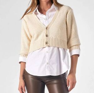 NWT Elan Beige Button-Up Cardigan Size Medium